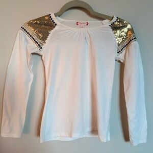 Ruby & Bloom Girls Embellished White Long Sleeve Top | Size S (7–8)
